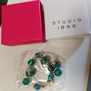 New studio 1886 avon cyan sea hoop earrings